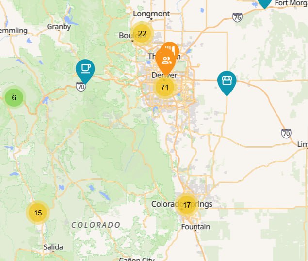 Current BTC Map state for Denver and surrounding Colorado regions